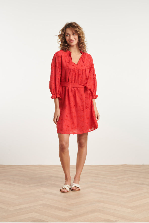 Smashed Lemon 24115 Jurk Met 3D Bloemenpatroon | Red