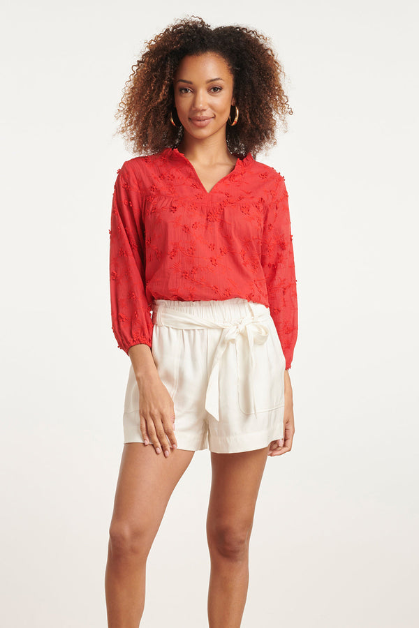 smashed lemon 24116 Top Met 3D Bloemenpatroon | Red