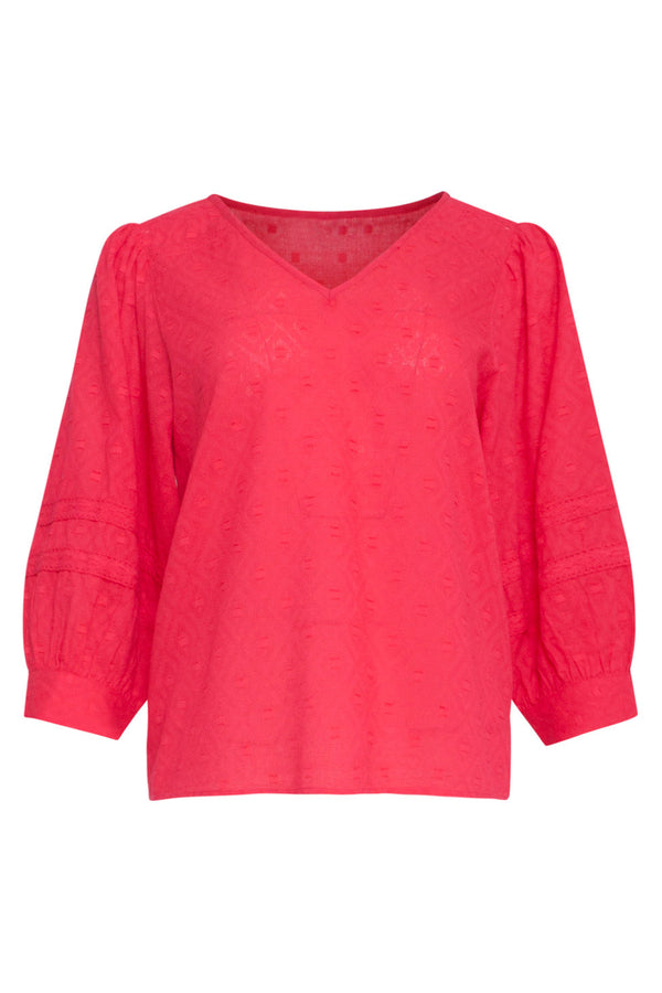 Smashed Lemon 24131 Katoenen Dobby Top | Red