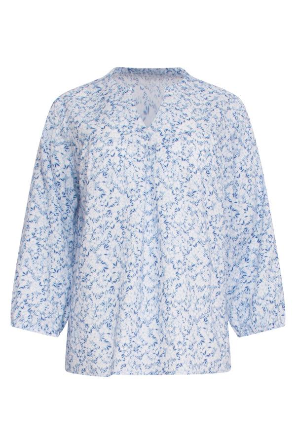 Smashed Lemon 24345 Ditsy Bloemen Top | Blue-White