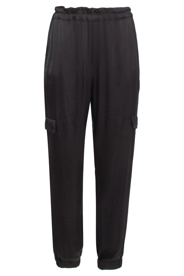 Smashed Lemon 24680 E Satijnen Cargo Broek | Black