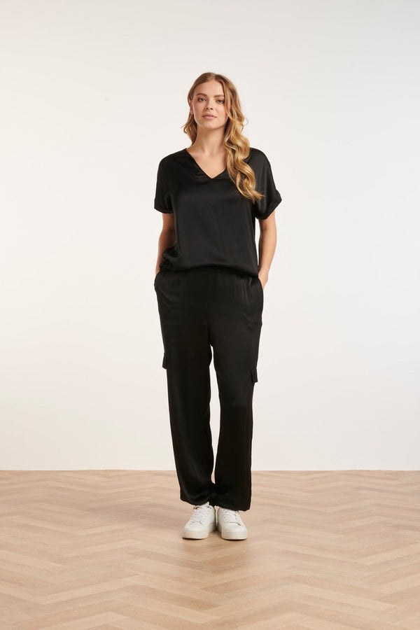 Smashed Lemon 24680 E Satijnen Cargo Broek | Black