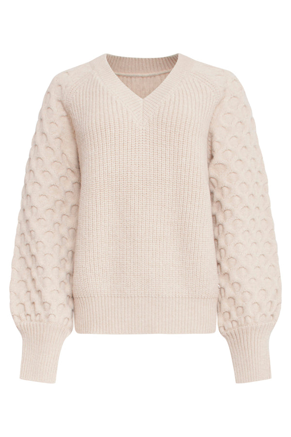 Smashed Lemon 24784 Oversized Trui Met V-Hals | Sand