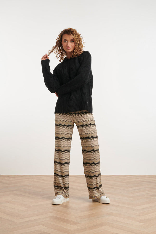 Smashed Lemon 24811 Zigzag Broek | Blackwhite