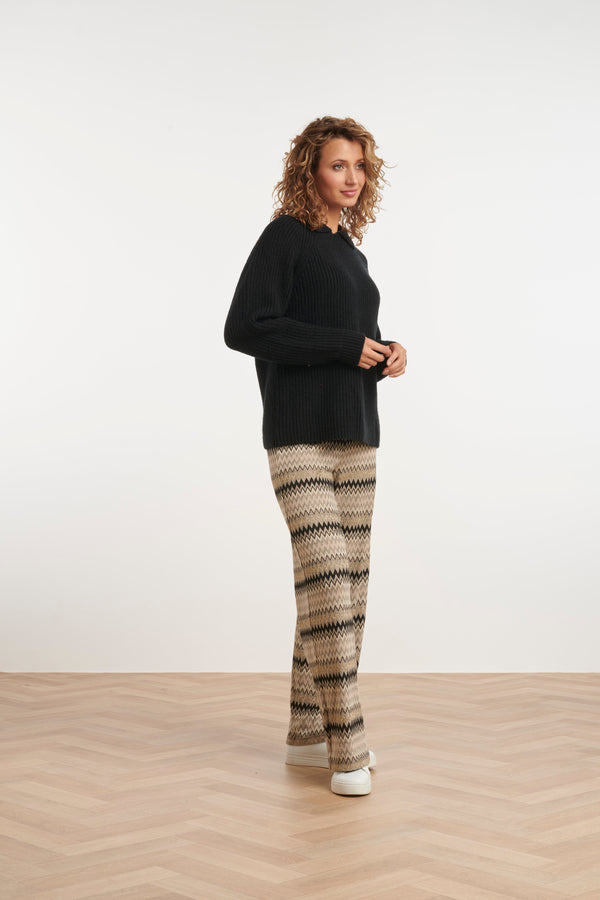 Smashed Lemon 24811 Zigzag Broek | Blackwhite