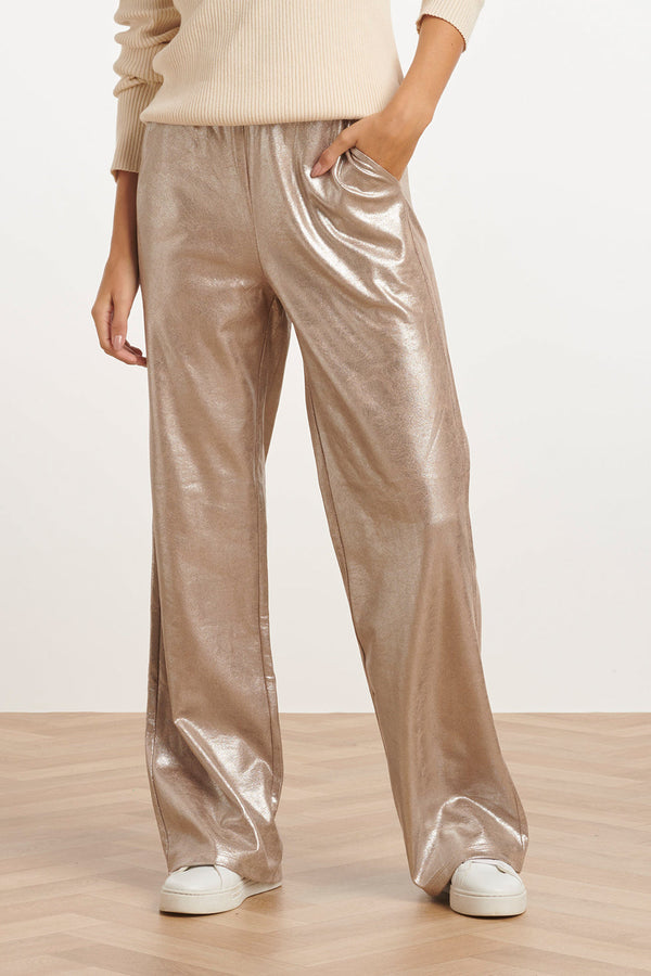 smashed lemon 24814 En Coated Suedine Broek | Silver