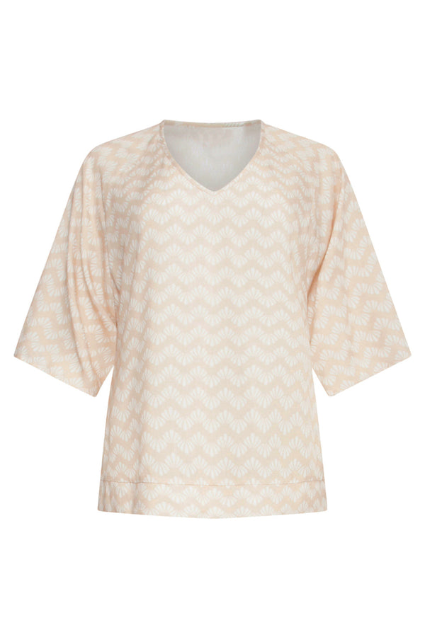 Smashed Lemon 25066 Schelpenprint Top | Sand-White