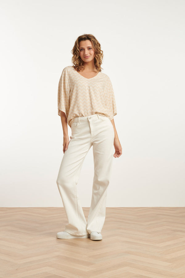 Smashed Lemon 25066 Schelpenprint Top | Sand-White