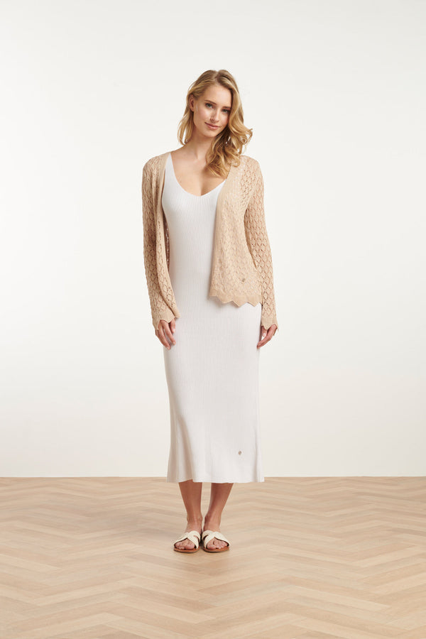 Smashed Lemon 25095 Crochet Gebreide Cardigan | Sand