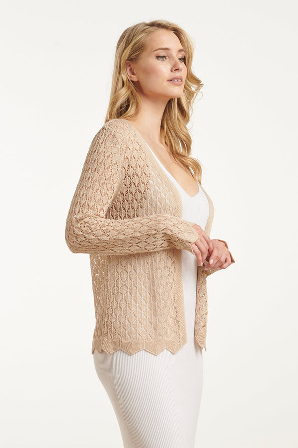 Smashed Lemon 25095 Crochet Gebreide Cardigan | Sand