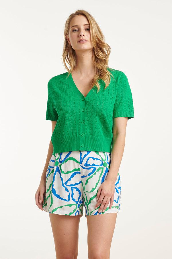 smashed lemon 25104 Fel Gebreid Kort Vest | Green