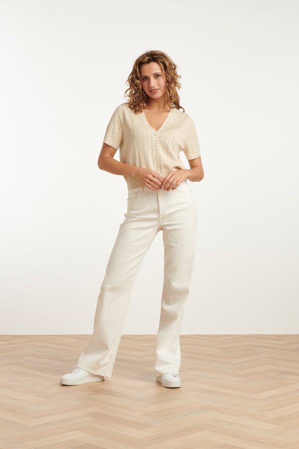 Smashed Lemon 25104 Gebreid Kort Vest | Sand