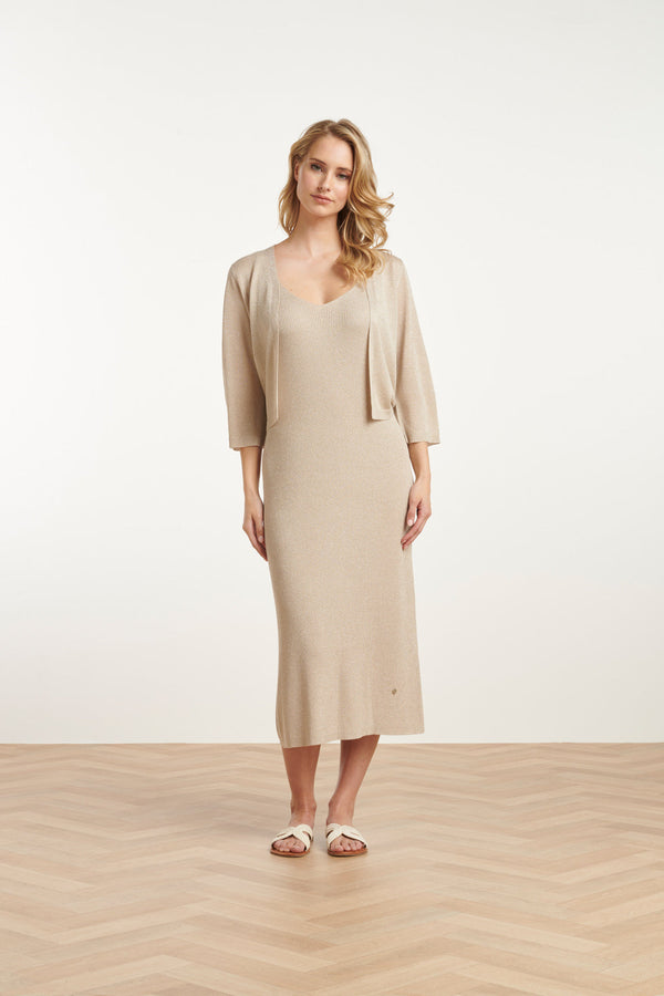 Smashed Lemon 25105 E Lurex Gebreide Bolero | Sand