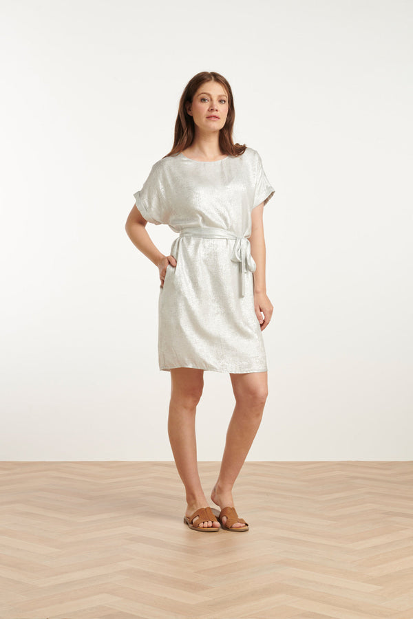 Smashed Lemon 25111 Metallic Zomerjurk | Silver