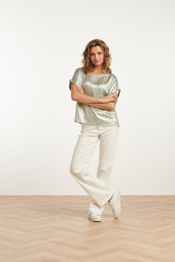 Smashed Lemon 25112 Licht Metallic Top | Soft Green