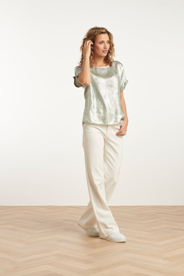 Smashed Lemon 25112 Licht Metallic Top | Soft Green