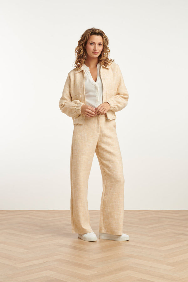 Smashed Lemon 25113 Zomerse Tweed Jas | Sand