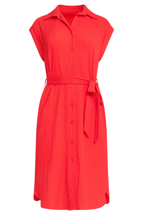 Smashed Lemon 25118 Stretchy Crinkle Shirtjurk | Red
