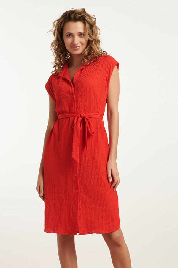 smashed lemon 25118 Stretchy Crinkle Shirtjurk | Red