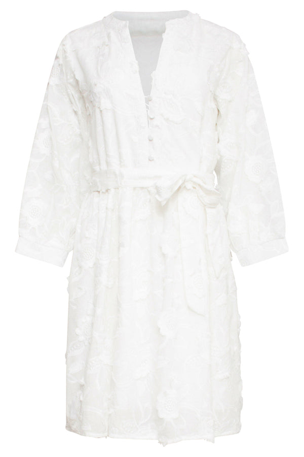 Smashed Lemon 25137 Te 3D Bloemenjurk | White