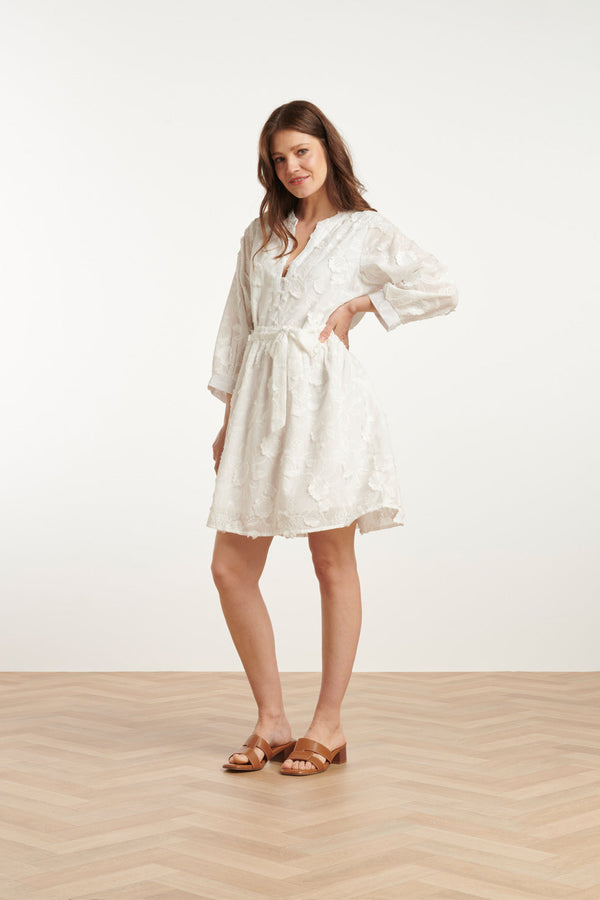 Smashed Lemon 25137 Te 3D Bloemenjurk | White