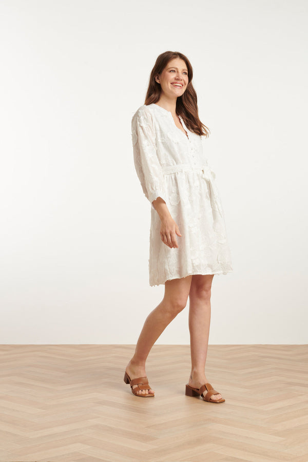 Smashed Lemon 25137 Te 3D Bloemenjurk | White