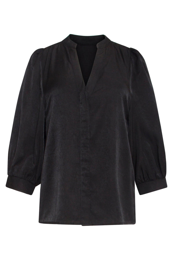 Smashed Lemon 25142 E Rayon Satijnen Blouse | Black