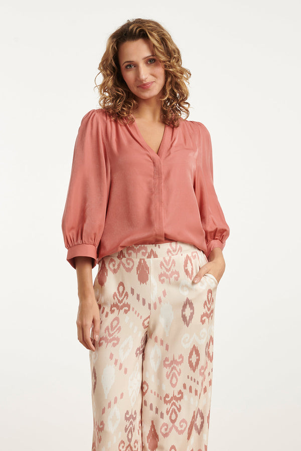 smashed lemon 25142 Rayon Satijn Blouse | Old Pink
