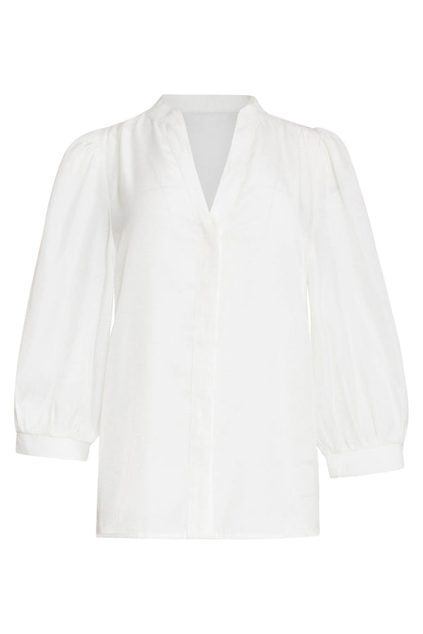 Smashed Lemon 25142 Rayon Satin Blouse | White