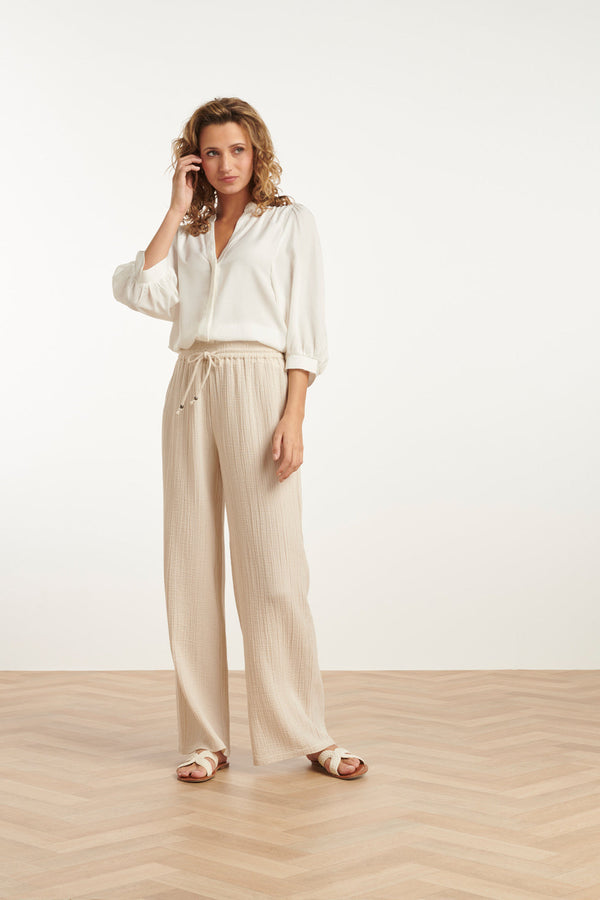 Smashed Lemon 25142 Rayon Satin Blouse | White