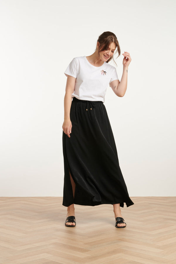 Smashed Lemon 25143 E Rayon Satin Maxi Rok | Black