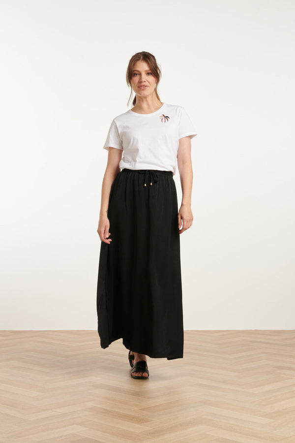 smashed lemon 25143 E Rayon Satin Maxi Rok | Black smashed lemon 25143 E Rayon Satin Maxi Rok | Black