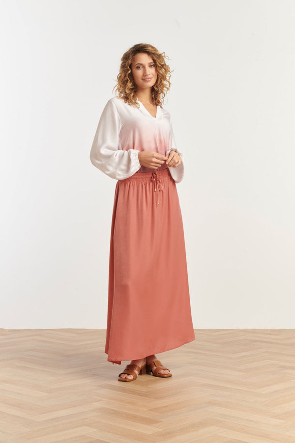 Smashed Lemon 25143 Rayon Satin Maxi Rok | Old Pink
