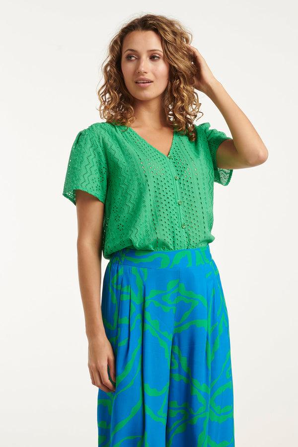 Smashed Lemon 25147 Fel Brie Anglaise Blouse | Green