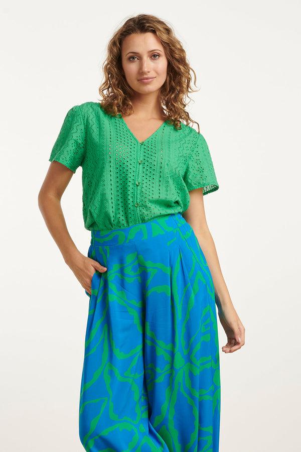 smashed lemon 25147 Fel Brie Anglaise Blouse | Green