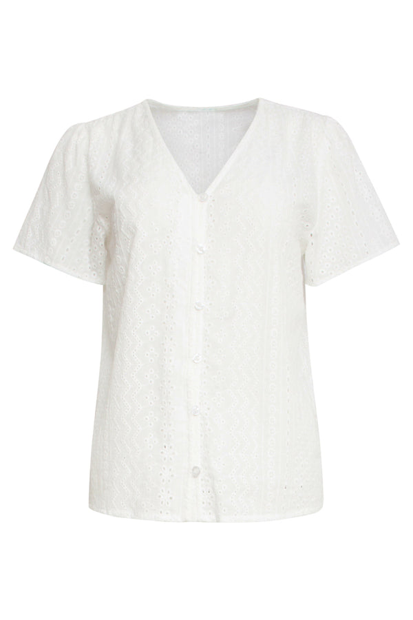 Smashed Lemon 25147 Te Brie Anglaise Blouse | White