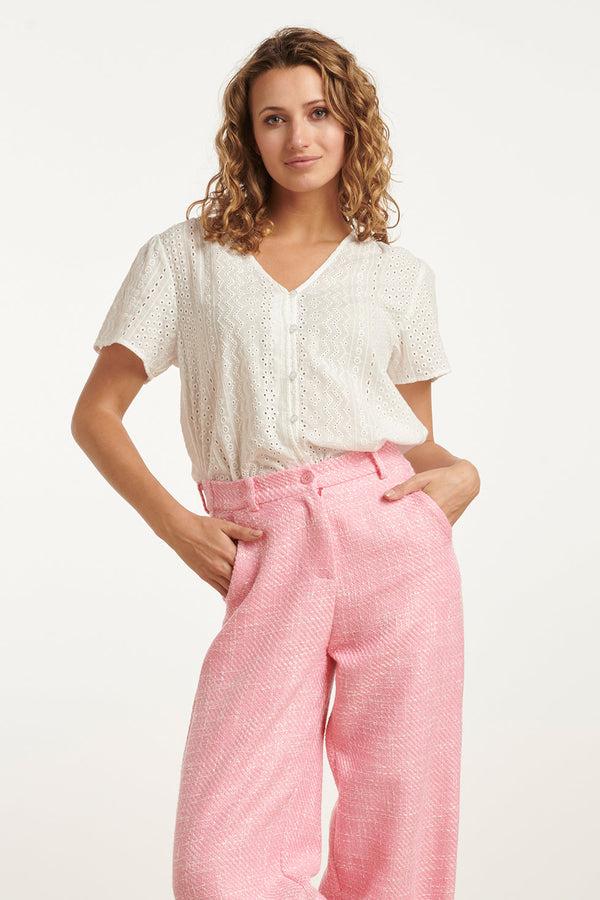 smashed lemon 25147 Te Brie Anglaise Blouse | White smashed lemon 25147 Te Brie Anglaise Blouse | White