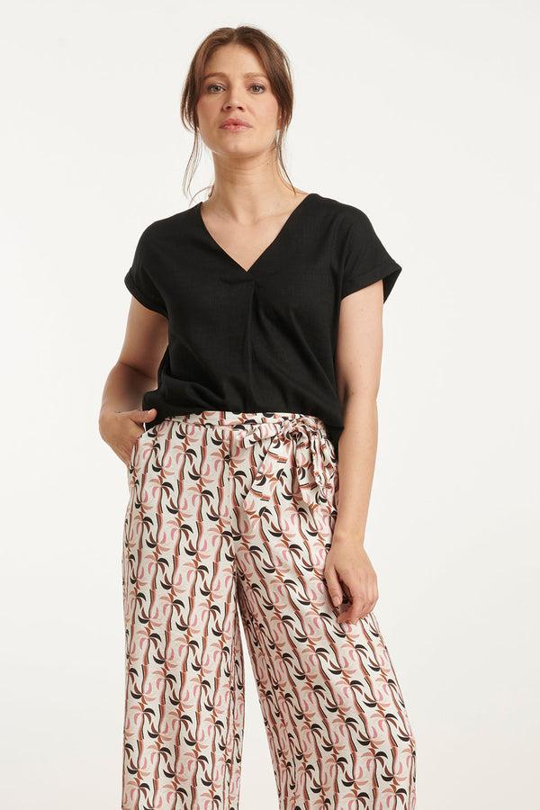 smashed lemon 25148 E Linnen Top Met V-Hals | Black