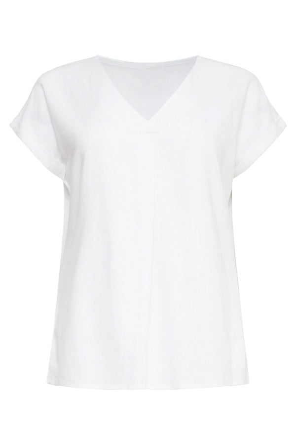 Smashed Lemon 25148 Te Linnen Top Met V-Hals | White