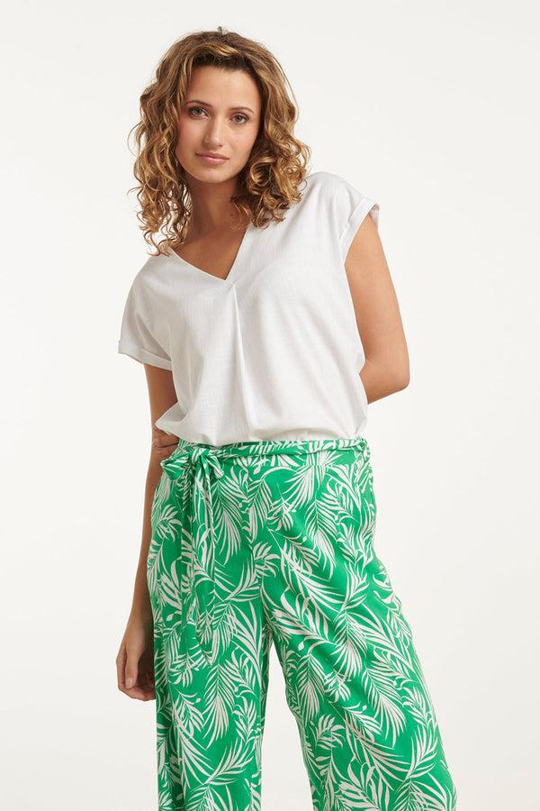 smashed lemon 25148 Te Linnen Top Met V-Hals | White