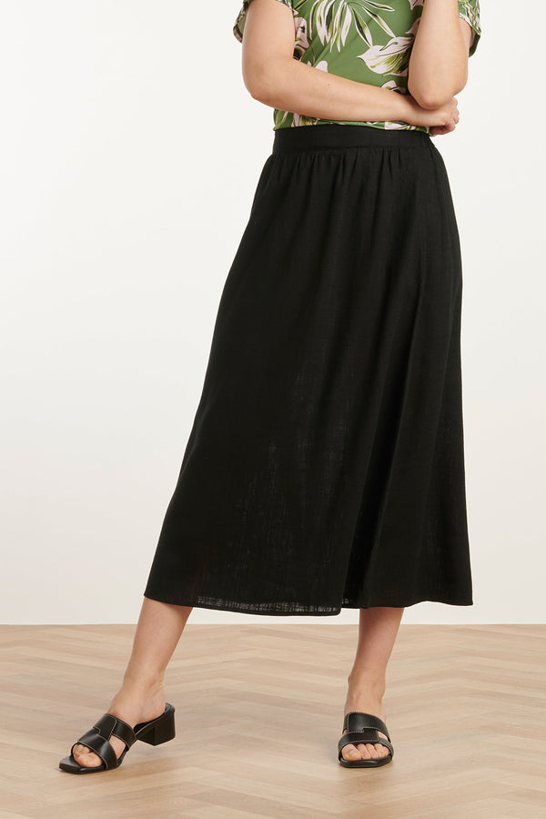 Smashed Lemon 25149 E Linnen Midi Rok | Black