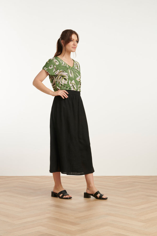 Smashed Lemon 25149 E Linnen Midi Rok | Black