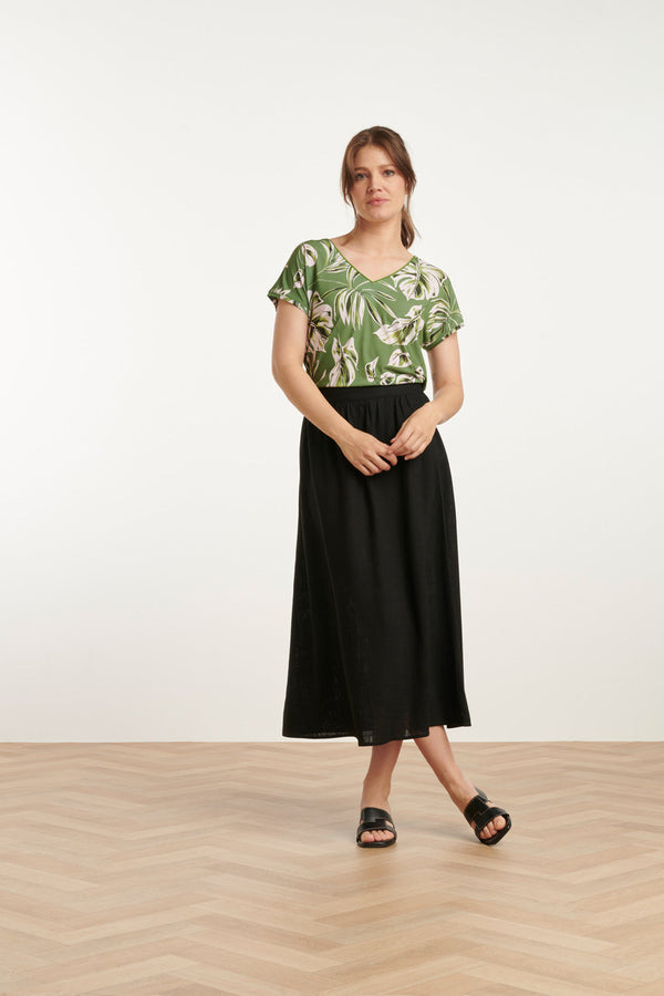 smashed lemon 25149 E Linnen Midi Rok | Black smashed lemon 25149 E Linnen Midi Rok | Black