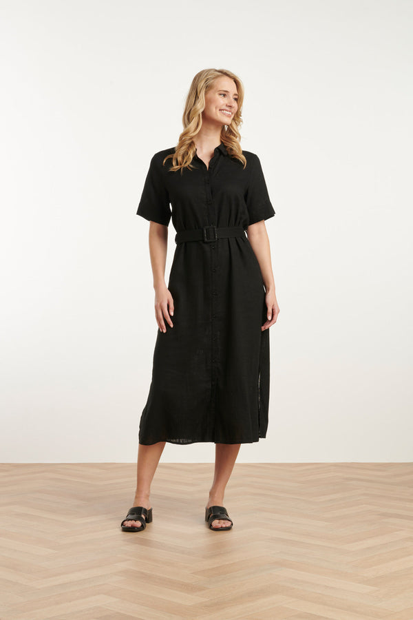 Smashed Lemon 25150 E Linnen Shirtjurk | Black