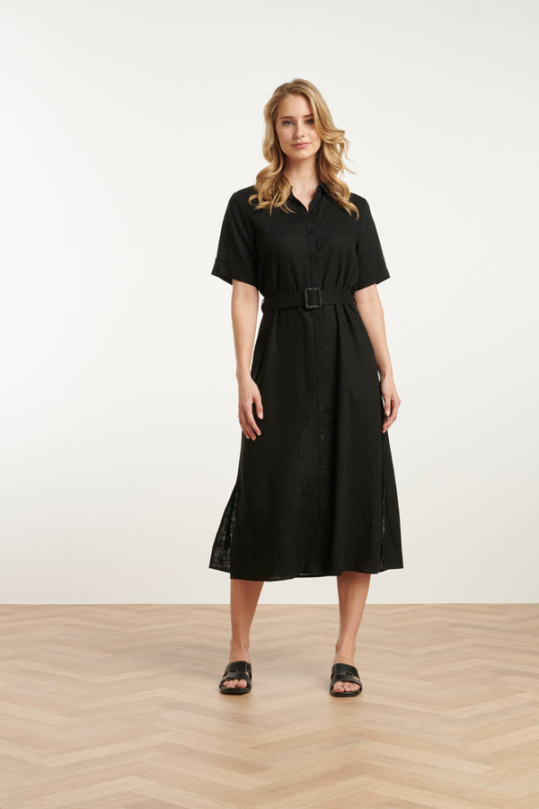 smashed lemon 25150 E Linnen Shirtjurk | Black