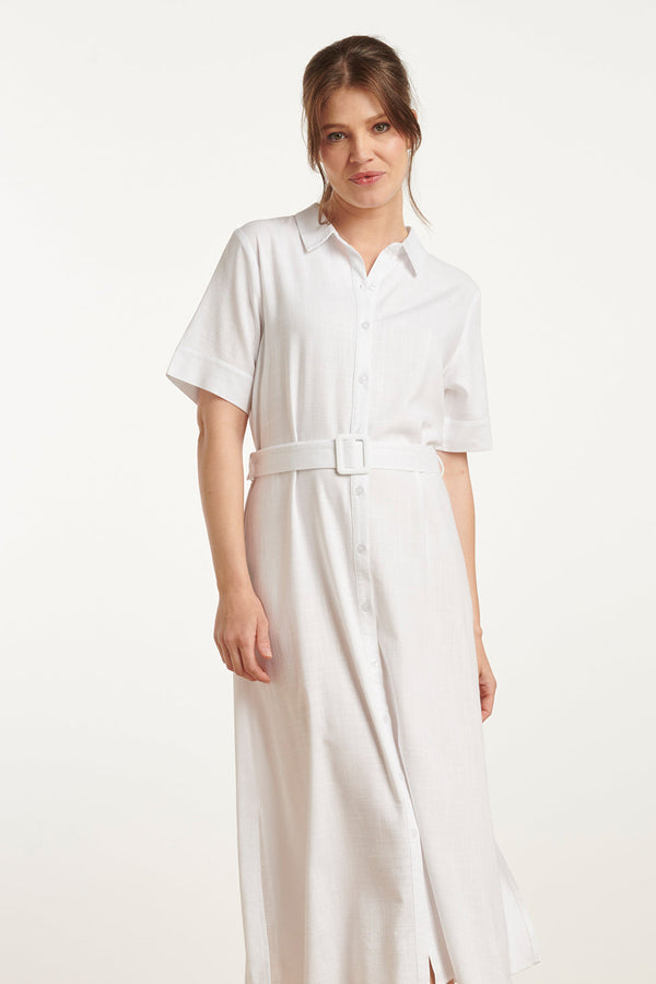 Smashed Lemon 25150 Te Linnen Shirtjurk | White