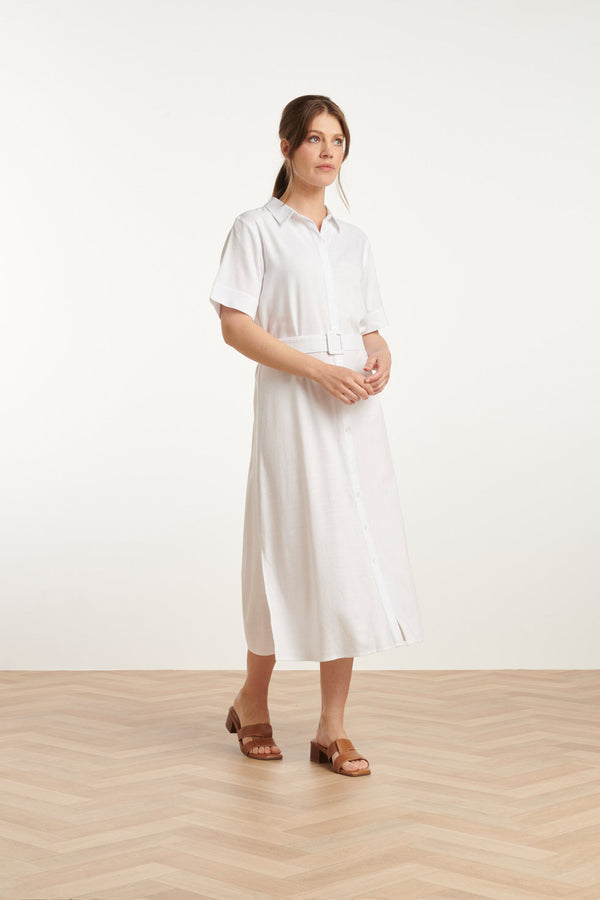 Smashed Lemon 25150 Te Linnen Shirtjurk | White