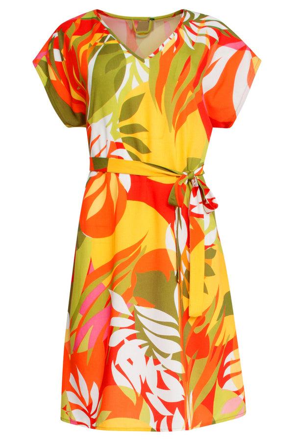 Smashed Lemon 25155 Jurk Met Bladprint | Muticolour