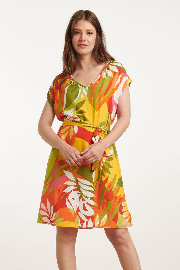smashed lemon 25155 Jurk Met Bladprint | Muticolour