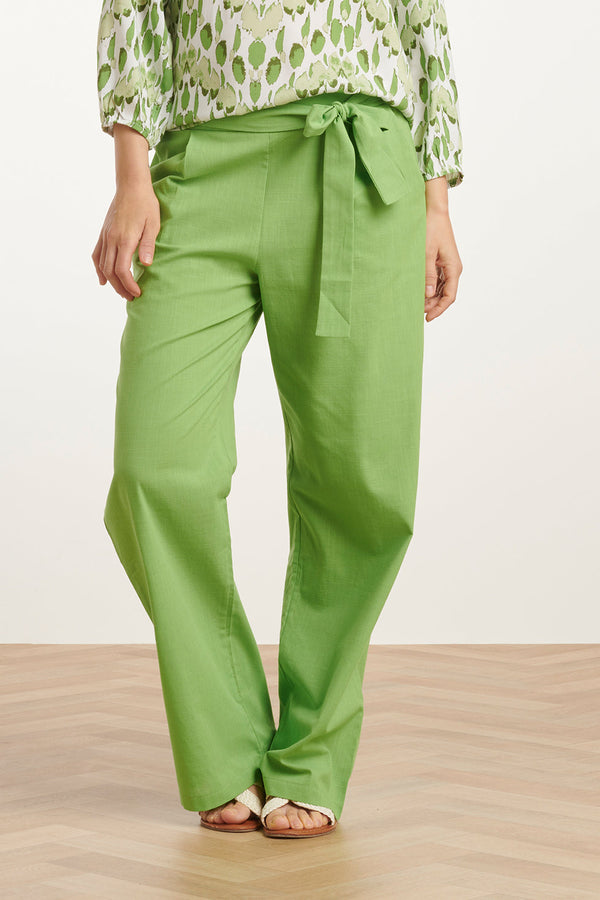 Smashed Lemon 25177 Lime Linnen Broek | Light Green